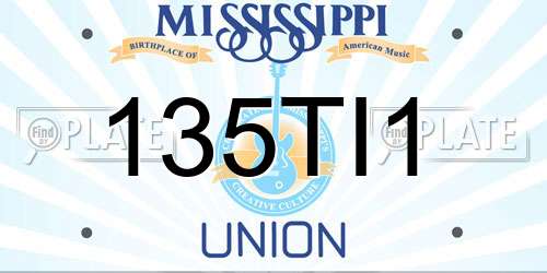 135TI1 Mississippi License Plate