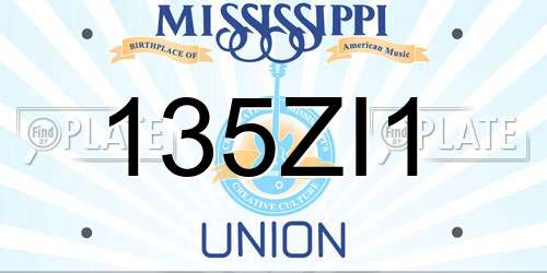135ZI1 Mississippi License Plate