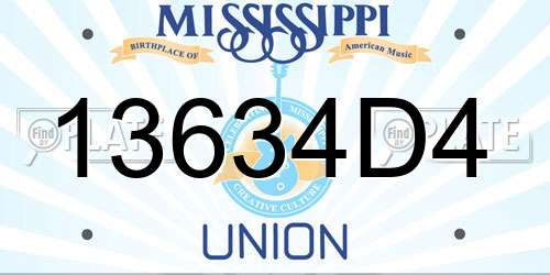 13634D4 Mississippi License Plate