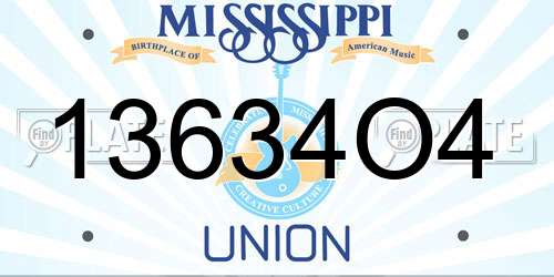 13634O4 Mississippi License Plate
