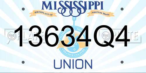 13634Q4 Mississippi License Plate