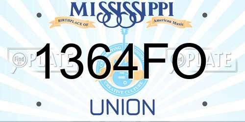 1364FO Mississippi License Plate