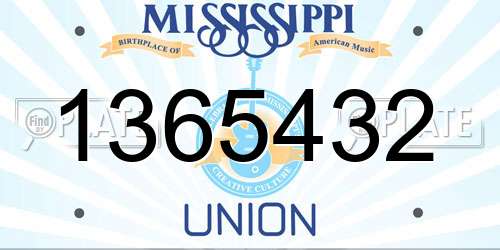 1365432 Mississippi License Plate