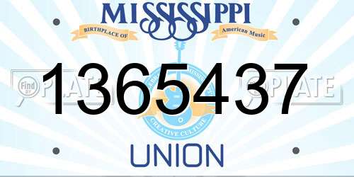 1365437 Mississippi License Plate