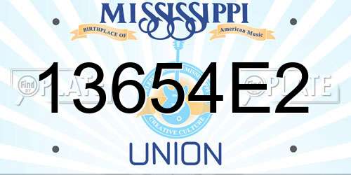 13654E2 Mississippi License Plate