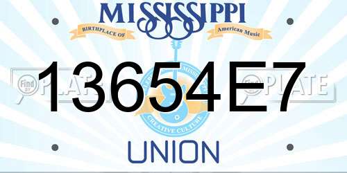 13654E7 Mississippi License Plate