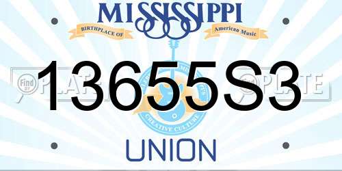 13655S3 Mississippi License Plate