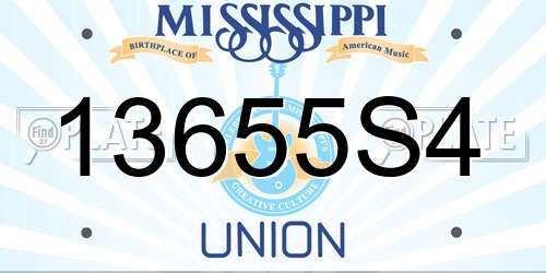 13655S4 Mississippi License Plate