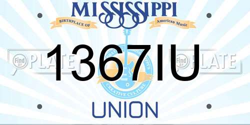 1367IU Mississippi License Plate