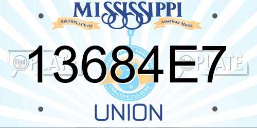 13684E7 Mississippi License Plate