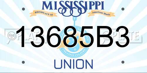 13685B3 Mississippi License Plate