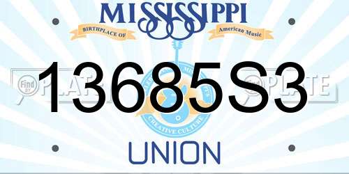 13685S3 Mississippi License Plate