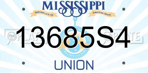 13685S4 Mississippi License Plate