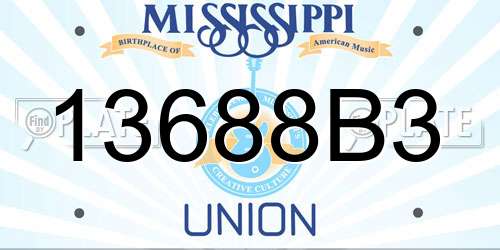 13688B3 Mississippi License Plate