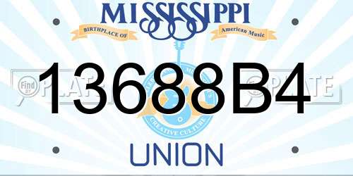 13688B4 Mississippi License Plate