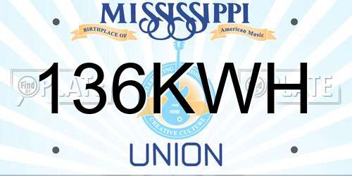 136KWH Mississippi License Plate