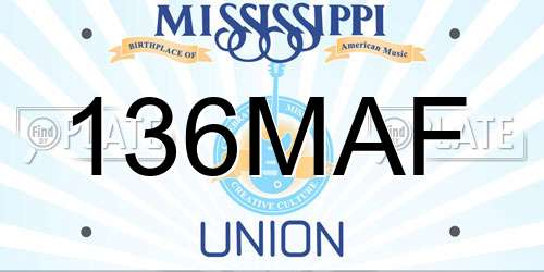 136MAF Mississippi License Plate