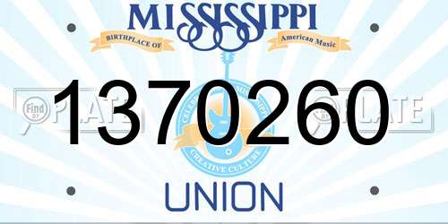 1370260 Mississippi License Plate