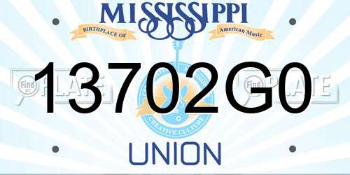 13702G0 Mississippi License Plate