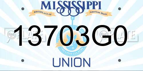 13703G0 Mississippi License Plate