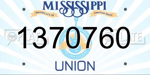 1370760 Mississippi License Plate