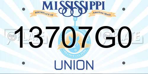 13707G0 Mississippi License Plate