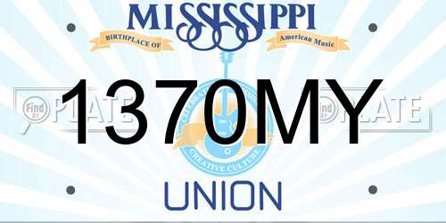 1370MY Mississippi License Plate