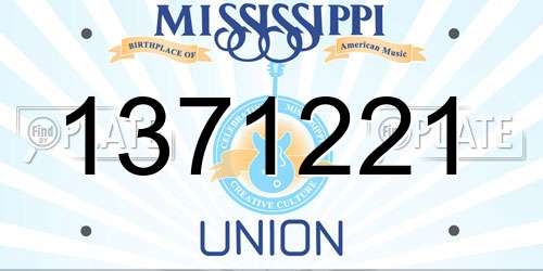 1371221 Mississippi License Plate