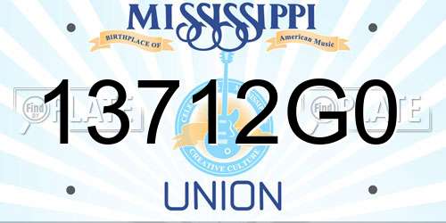 13712G0 Mississippi License Plate