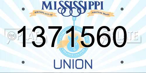 1371560 Mississippi License Plate