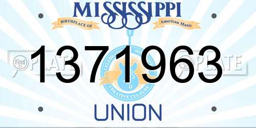 1371963 Mississippi License Plate