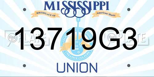 13719G3 Mississippi License Plate