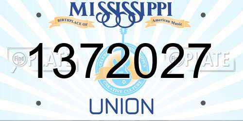 1372027 Mississippi License Plate