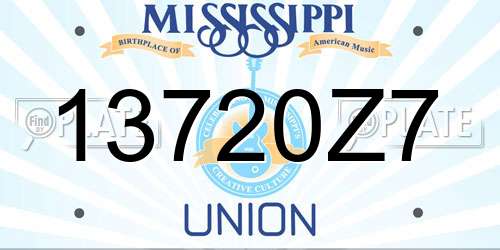 13720Z7 Mississippi License Plate