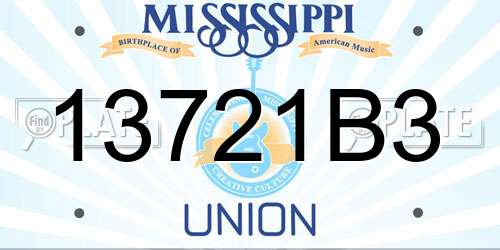 13721B3 Mississippi License Plate