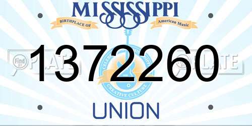 1372260 Mississippi License Plate