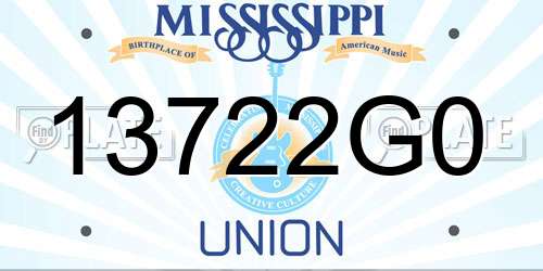 13722G0 Mississippi License Plate