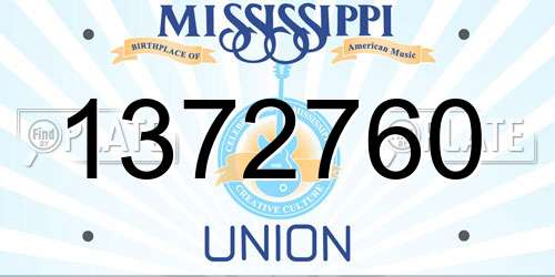 1372760 Mississippi License Plate