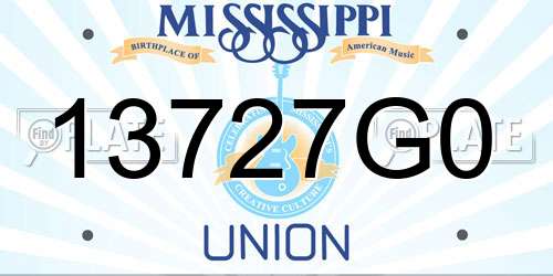 13727G0 Mississippi License Plate