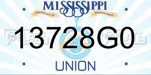 13728G0 Mississippi License Plate