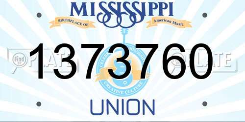 1373760 Mississippi License Plate
