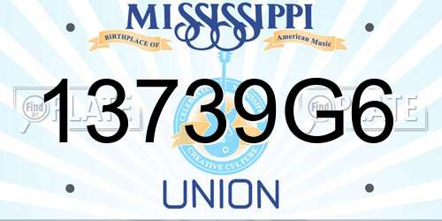 13739G6 Mississippi License Plate