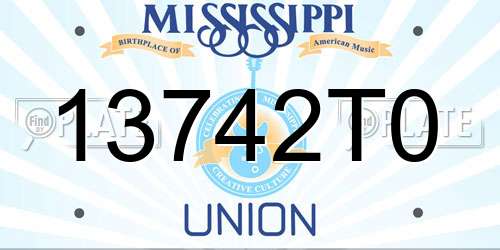 13742T0 Mississippi License Plate