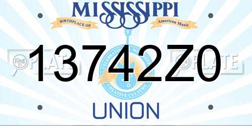 13742Z0 Mississippi License Plate