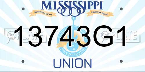 13743G1 Mississippi License Plate
