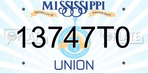 13747T0 Mississippi License Plate