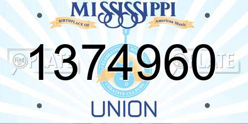 1374960 Mississippi License Plate