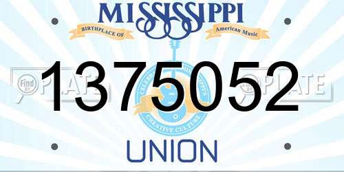 1375052 Mississippi License Plate