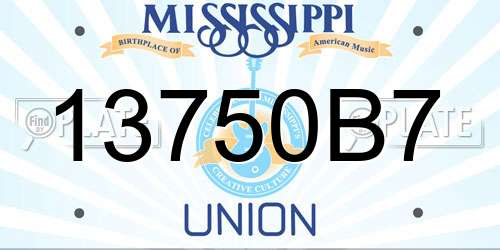 13750B7 Mississippi License Plate