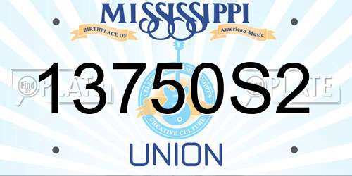 13750S2 Mississippi License Plate